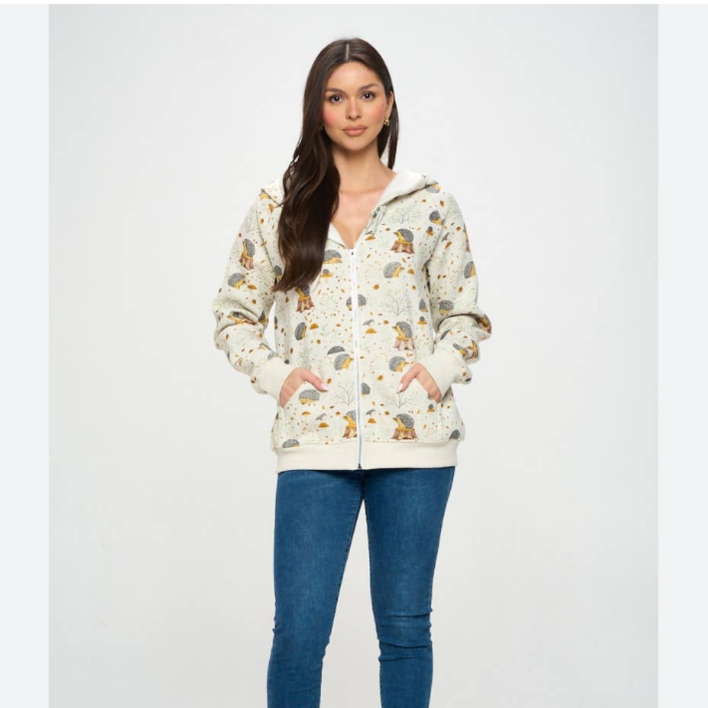 N.W.T. SM Wardrobe XXL Hedgehog Print Hoodie Sweater